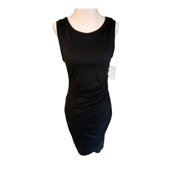 Treasure & Bond Dresses & Skirts - NEW Treasure & Bond Black Bodycon Dress Ruched Sleeveless Casual Mini Small NWT